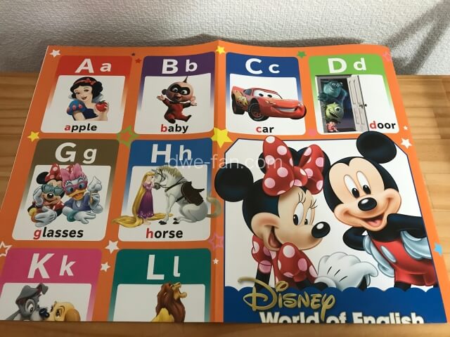 「ディズニー英語システム（DWE）」の無料サンプルDVDでプレゼントされた「お風呂でABCポスター」